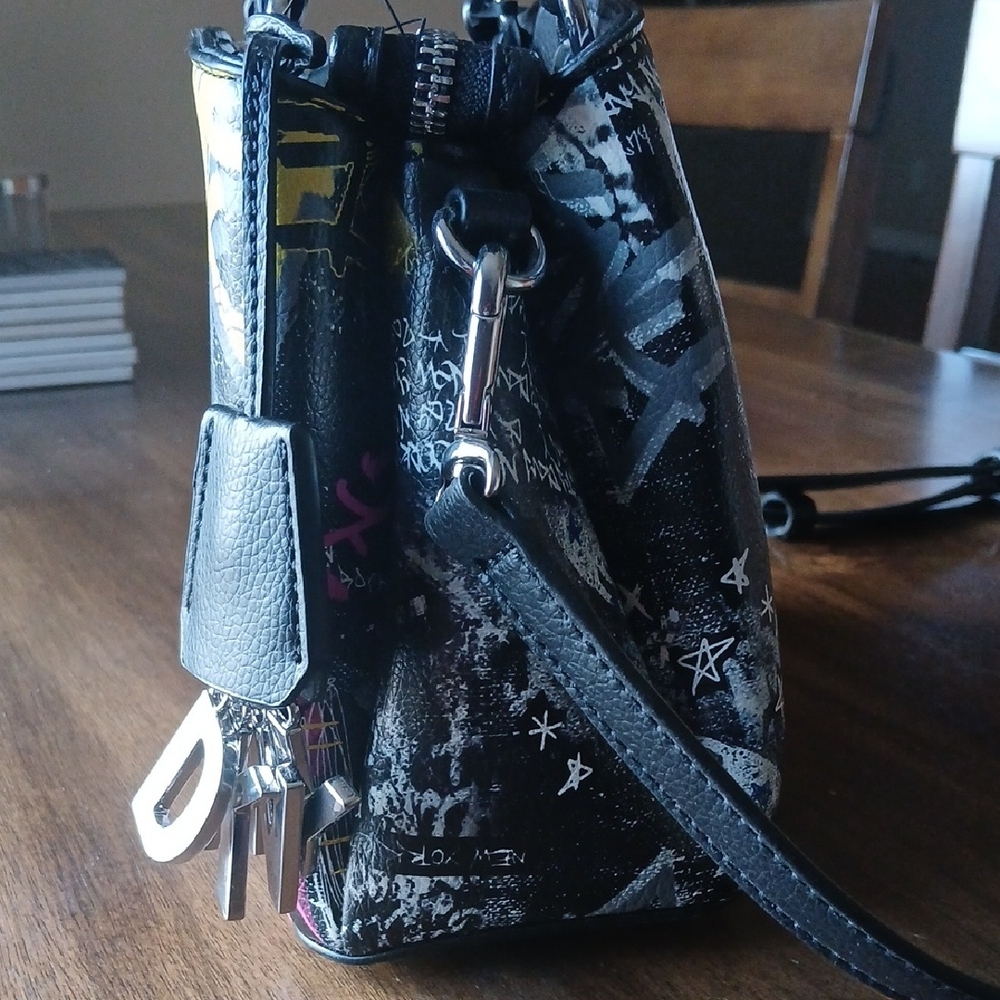PAIGE Black Satchel with Yellow and Pink Graffiti Accents - Picture 3 of 9